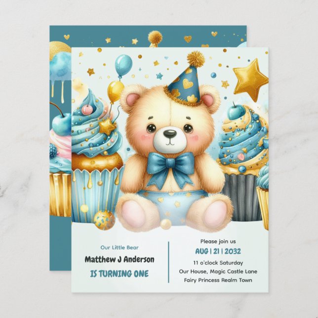 Little Bear Turning ONE - Wild One 1st Birthday (Front/Back)