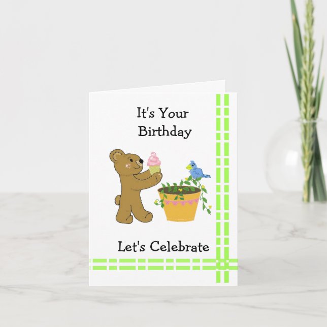 Little Bear with Ice Cream Cone Card (Front)