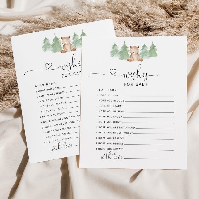 Little bear woodland wishes for baby card (Creator Uploaded)