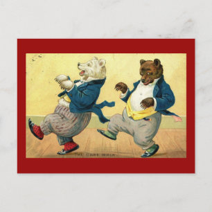 Little Bears, Cake Walk Dance Vintage Postcard