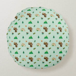 Little bear's camping trip round cushion