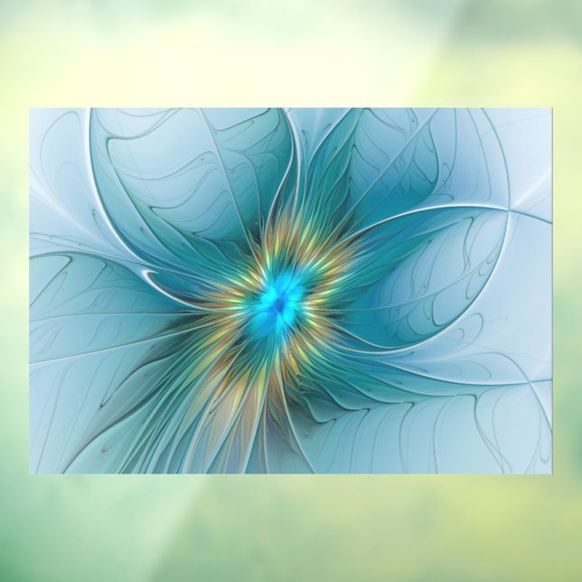 Little Beauty Modern Blue Gold Fractal Art Flower (Sheet 3)