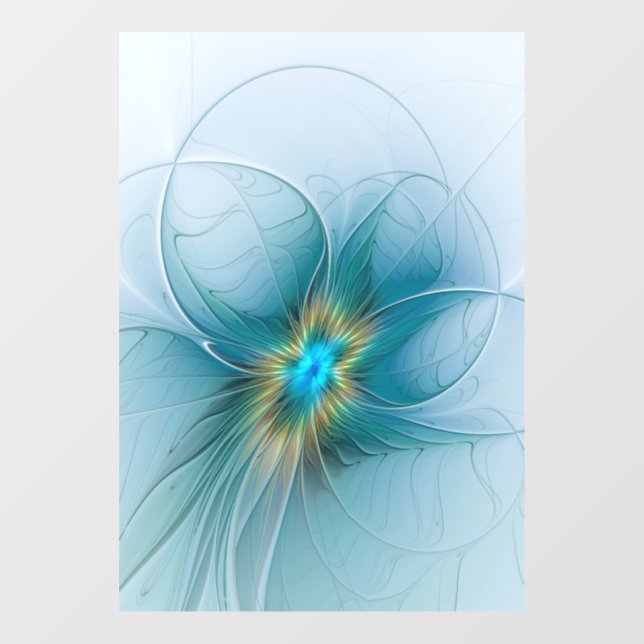 Little Beauty Modern Blue Gold Fractal Art Flower (Sheet)