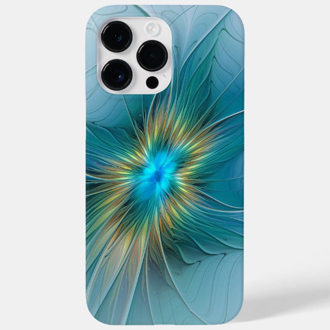 Little Beauty Modern Blue Gold Fractal Art Flower Case-Mate iPhone Case (Back)