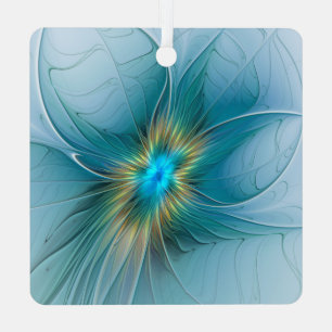 Little Beauty Modern Blue Gold Fractal Art Flower Metal Tree Decoration