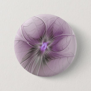 Little Beauty Modern Mauve Grey Fractal Art Flower 6 Cm Round Badge