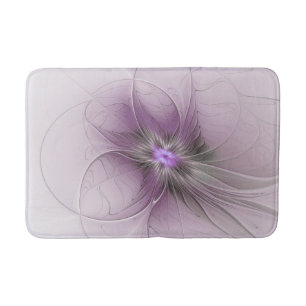 Little Beauty Modern Mauve Grey Fractal Art Flower Bath Mat