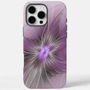 Little Beauty Modern Mauve Grey Fractal Art Flower iPhone 16 Pro Max Case