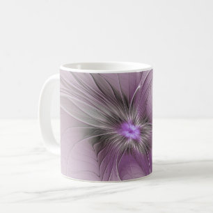 Little Beauty Modern Mauve Grey Fractal Art Flower Coffee Mug