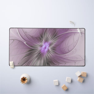 Little Beauty Modern Mauve Grey Fractal Art Flower Desk Mat