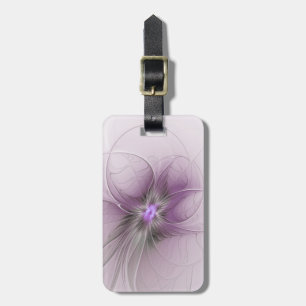 Little Beauty Modern Mauve Grey Fractal Art Flower Luggage Tag