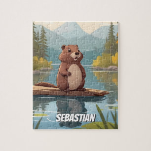 Little Beaver on Lake Personalised Kids Jigsaw Puzzle