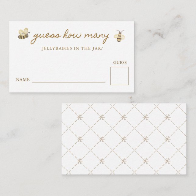 Little Bee Baby Shower Guess How Many Enclosure Card (Front/Back)