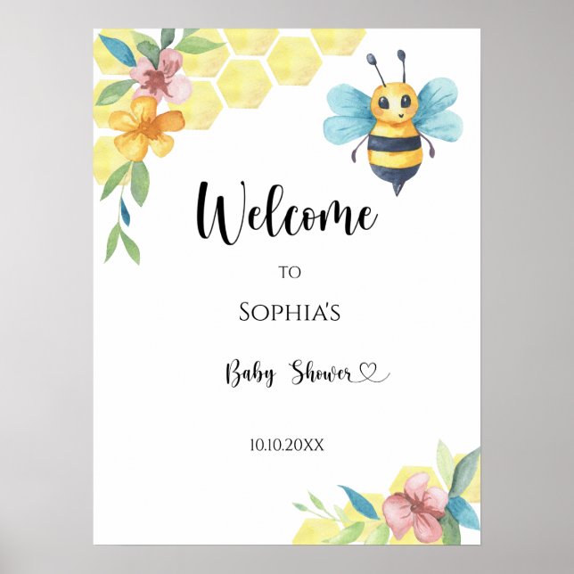Little Bee baby shower Poster (Front)