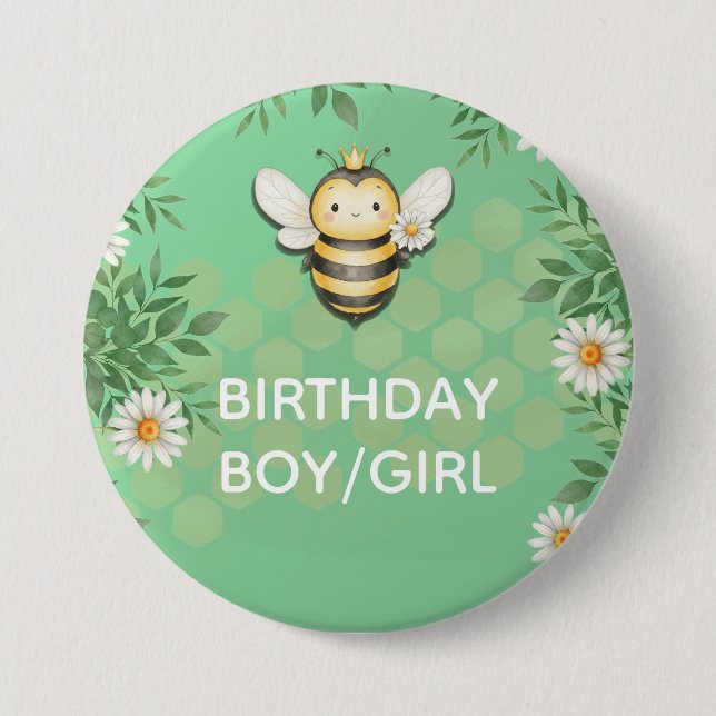 Little bee Birthday Boy/Girl personalised Badge (Front)