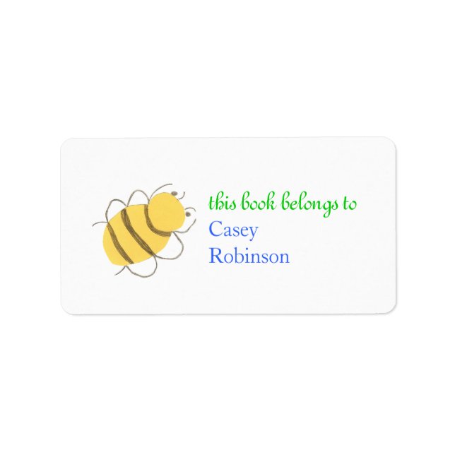 Little bee personalised bookplate label (Front)