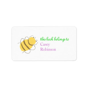 Little bee personalised bookplate label