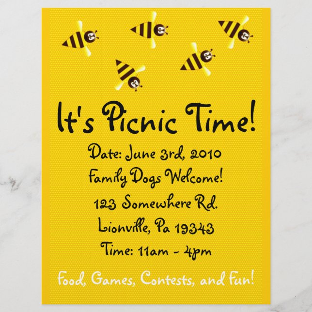 Little Bees Picnic Flyer (Front)