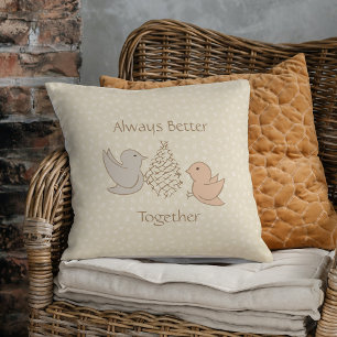 Little Beige Birdies at Feeder - Better Together. Cushion