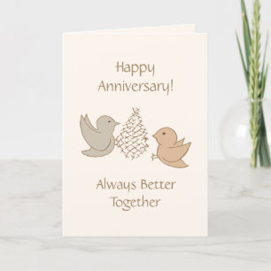 Little Beige Birdies - Better Together love birds. Holiday Card