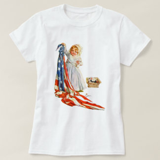 Little Betsy Ross and the America Flag T-Shirt