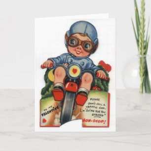 Little Biker Boy Vintage Valentine Holiday Card