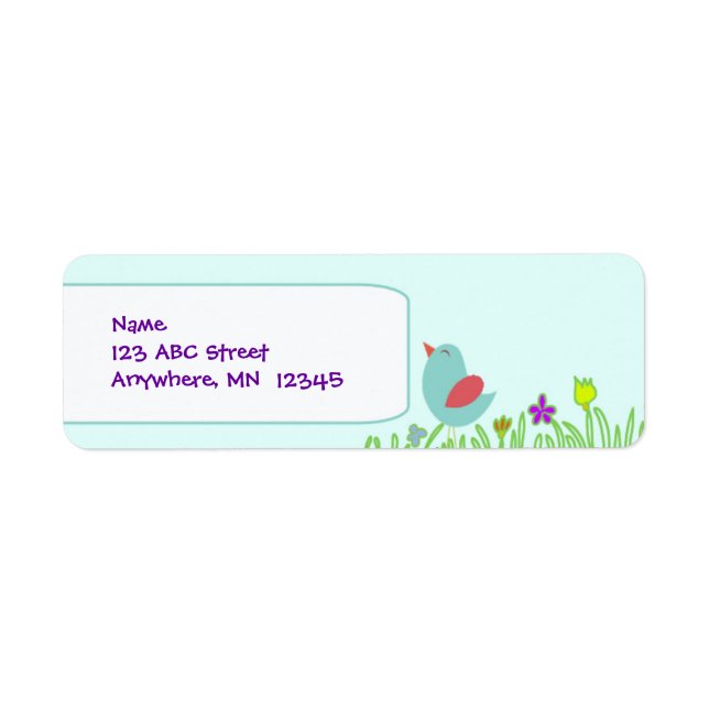 Little Bird Blue Return Address Lable Return Address Label (Front)