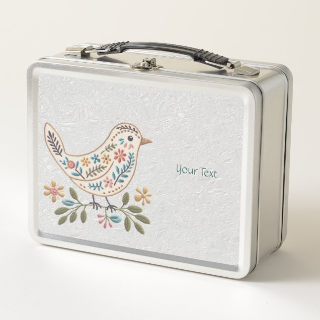 Little Bird Colourful Floral Metal Lunch Box (Front)