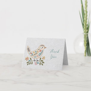 Little Bird Colourful Floral Thank You Card