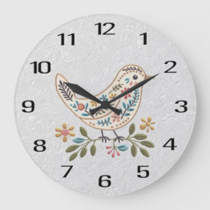 Little Bird Colourful Floral Wall Clock
