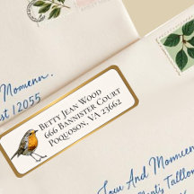 Little Bird Custom Return Address GOLD Border
