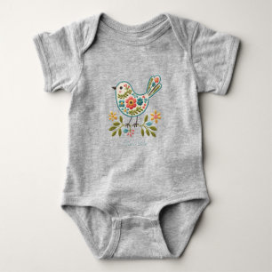 Little Bird Floral Green Leaves Baby Bodysuit