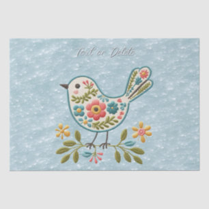 Little Bird Floral Green Leaves Tissue Paper