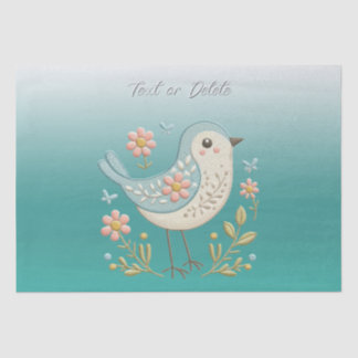 Little Bird Floral Green Tissue Paper