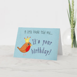 Little Bird: Happy Birthday Card in blue