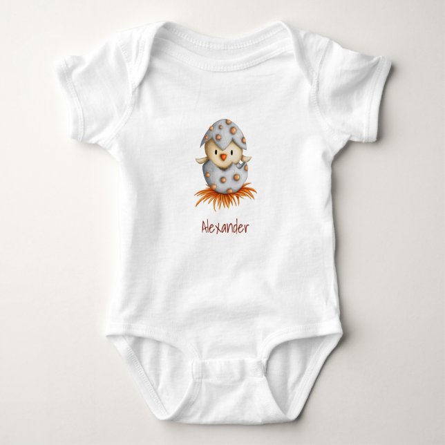Little Bird Hatching New Baby Neutral Baby Bodysuit (Front)