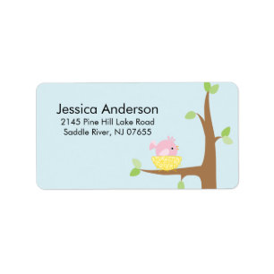 Little Bird Nesting Baby Shower address Label