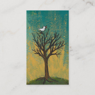 Little bird sings fun pretty original art painting business card