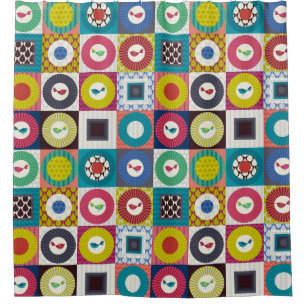 little bird squares shower curtain