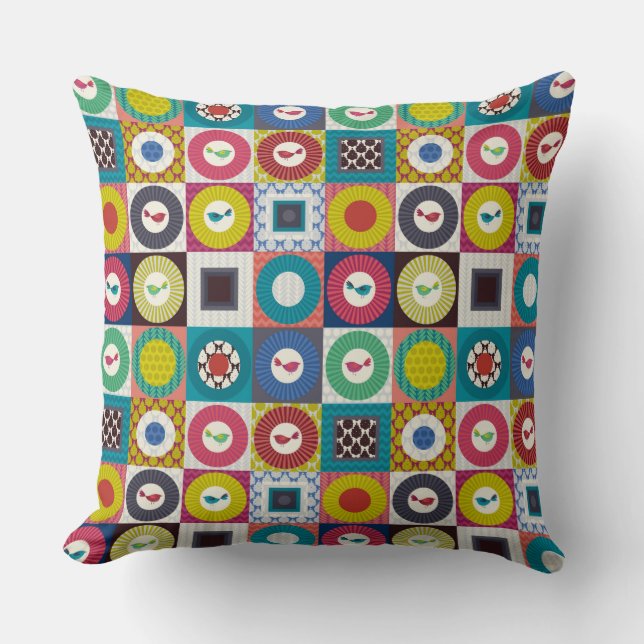 little bird squares small cushion (Front)