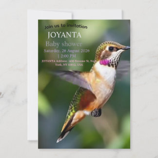 Little bird typography custom invitation