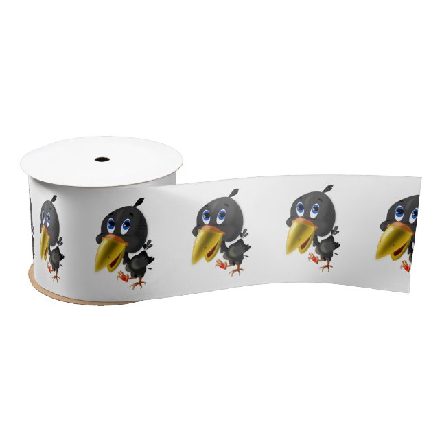 Little Bird with Heart Gift Funny Ribbon Satin Ribbon (Spool)