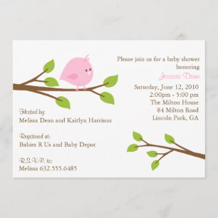 Little Birdie Baby Girl Shower Invitation