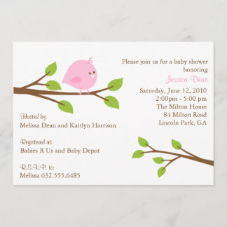 Little Birdie Baby Girl Shower Invitation