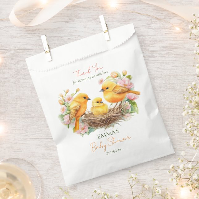 Little birdie hatching soon spring baby shower favour bag (Clipped)