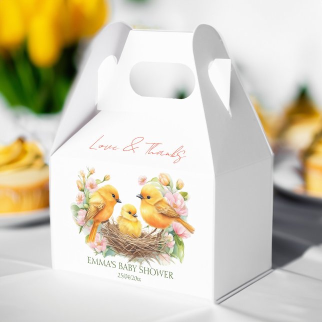 Little birdie hatching soon spring baby shower favour box (Little birdie hatching soon spring baby shower favor box personalized favor boxes baby shower favors)