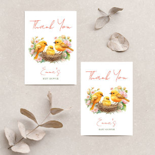 Little birdie hatching soon spring baby shower thank you card