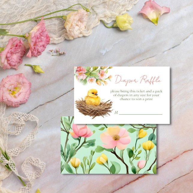 Little birdie hatching soon spring diaper raffle enclosure card (Little birdie hatching soon spring diaper raffle enclosure card ready to hatch baby shower raffle )