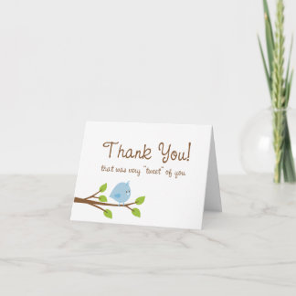 Little Birdie Thank You Card - Blue