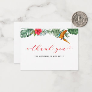 Little birdie watercolor baby shower thank you card